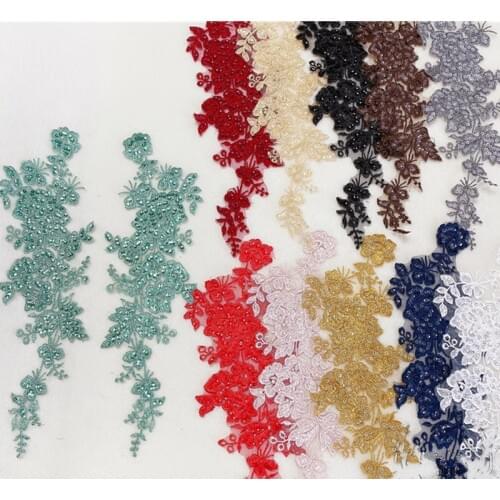 2 Pair/pack of 11 Colors Colorful Sequins Lace Flower Wedding Dress Veil Decorative Flower Stickers