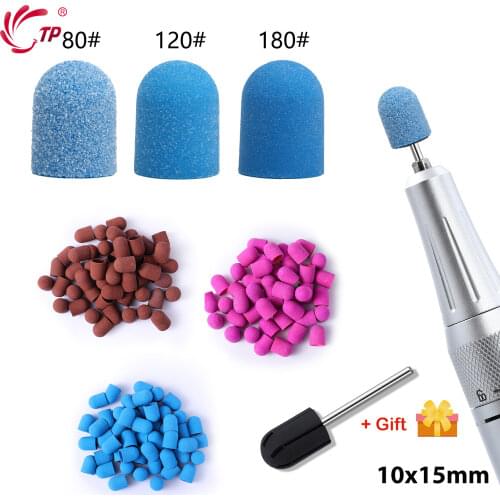 TP 6Pcs Sanding Caps Electric Nail Drill Bit #80/120/80 Sanding Bands Block Caps for Manicure Pedicure Milling Accessories Sets