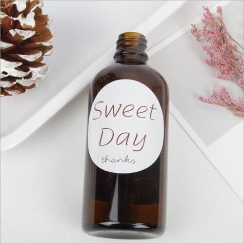 600pcs/lot Round white SWEET DAY hand account notes diary cookie box gift DIY handmade Sealing Sticker