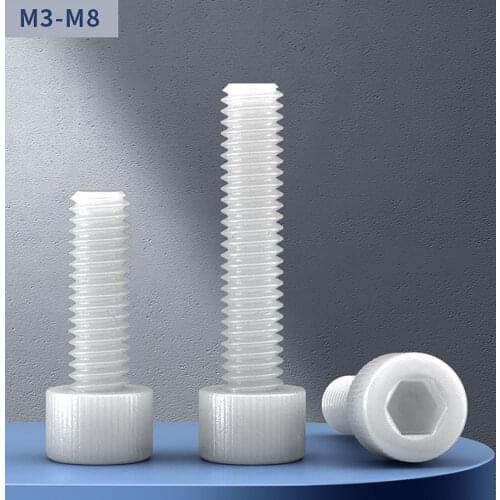 20Pcs/50Pcs/100Pcs White Nylon Hex Socket Head Cap Screws Plastic Insulation Knurled Allen Bolts M3 M4 M5 M6 M8