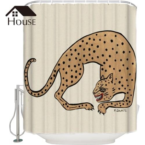 BIGHOUSES Shower Curtain Cheetah Fabric Shower Curtain with 12 Hooks Home Decor