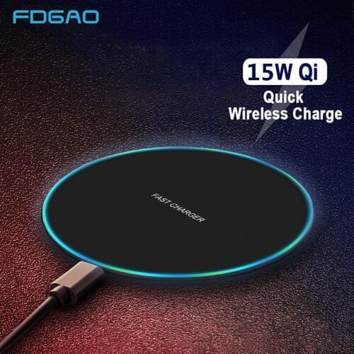 FDGAO 15W Fast Wireless charger for iPhone XS Max X 8 XR 11 12 Samsung S20 S10 Huawei P40 Pro Xiaomi Mi 10 9 10W Qi Charging Pad