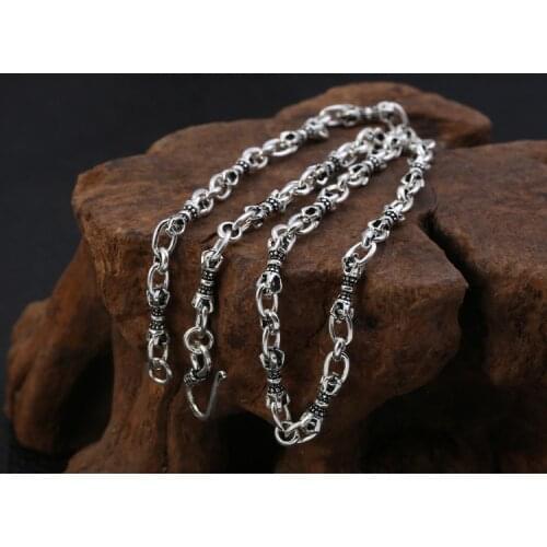 4.5mm Solid 925 Sterling Silver vajra pestle link Necklace Chain Men Women Jewelry gift A5089