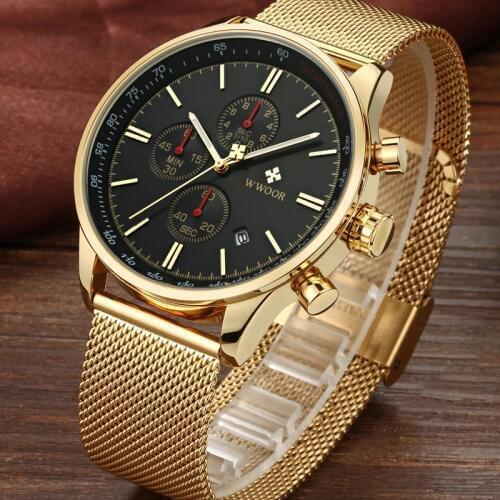Relogio Masculino 2019 New Gold Chronograph Wristwatches Mens Watch Top Brand Luxury Waterproof Stainless Steel Male Watch Clock