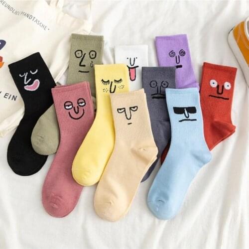 Unisex Colorful Face Patterned Tennis Socks 10 grain