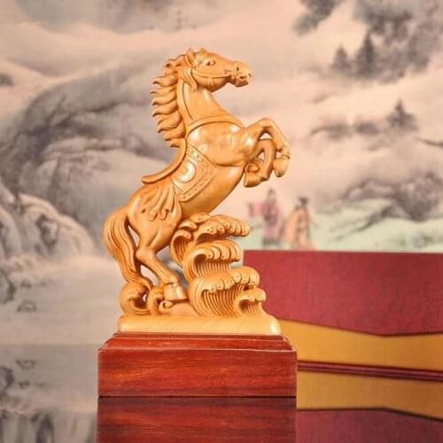 Wooden horse statue Solid wood hand carved modern art sculpture home living room loft decoration,business gift souvenir