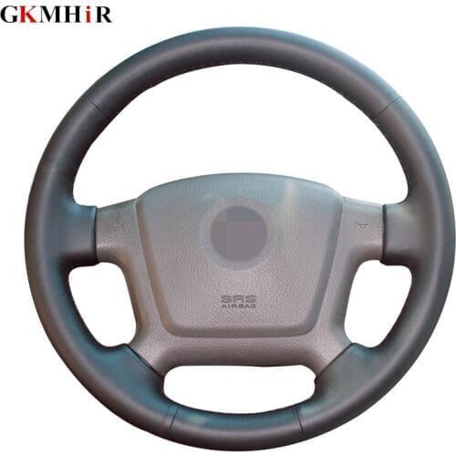 DIY Hand-stitched Black Artificial Leather Car Steering Wheel Cover for Kia Cerato 2005-2012 Spectra Spectra5 2004-2009