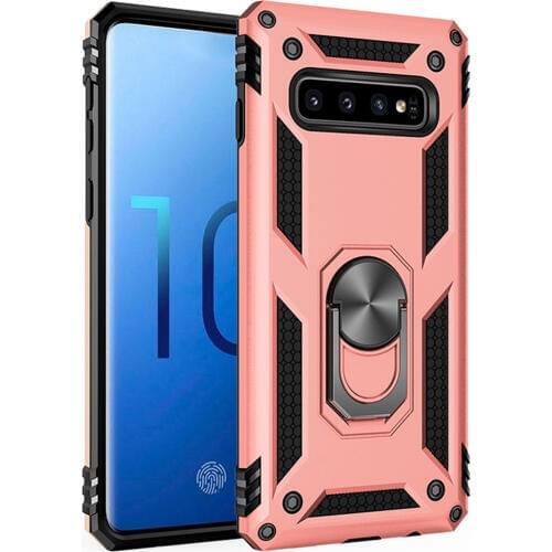 For Samsung Galaxy S10 S10e Lite S10+ Plus Case Dual Layer Military Armor Case Magnetic Ring Stand Shockproof Hard Back Cover