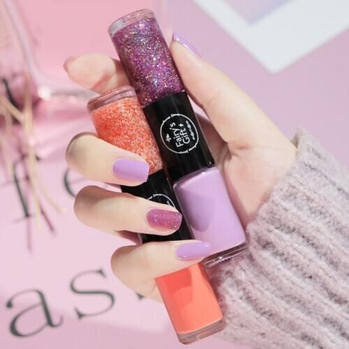 Double-Headed Nail Polish Free Baking Lasting Quick-Drying Nail Varnishes Sequins Hybrid Lacquer for Manicure Nail Art Polish