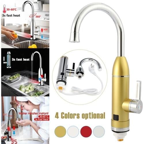 Bathroom Kitchen Instant Heating Water Faucet Rotatable 220V Electric Hot Water Heater Water Tap with LED Temperature Display