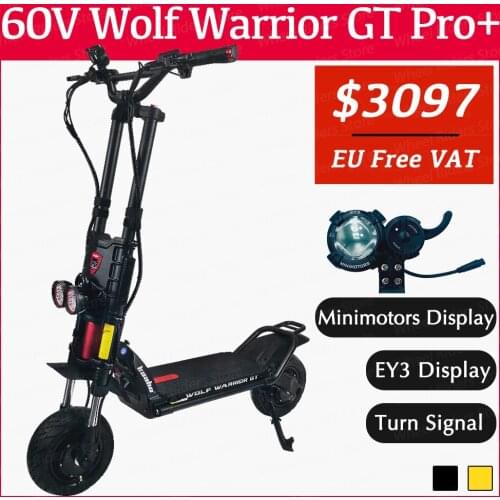 Kaabo Wolf Warrior GT Pro + Electric Scooter Black Color 60V 35Ah 2000Wx2 Minimotors Controller LG Samsung Battery