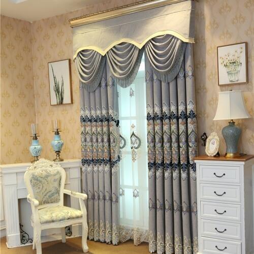 European Embroidered Curtains for Living Room Luxury Tulle Curtain for Bedroom Window Treatment Curtains High Shading 70%-90