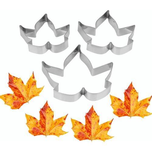 NICEYARD 3pcs/set Stainless Steel Maple Leaf Shape Cookie Mold Fondant Cake Baking Mold Pastry Mould Biscuit Cookie Cutter