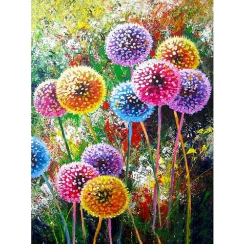 GATYZTORY Cross Stitch Embroidery Color Dandelion Needlework Sets Kits White Canvas DIY Home Decor 40x50cm