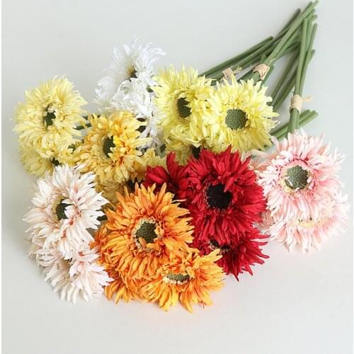 Fake Flower Artificial Flower Eco-friendly Not Easy Fall Off Faux Silk Flower Artificial Chrysanthemum Flower Decor for Home
