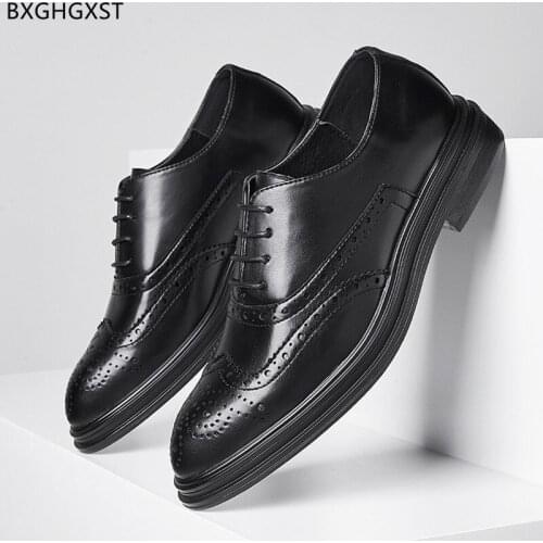 Italian Business Shoes for Men Brogue Men Formal Shoes Wedding Shoes for Men 2021 Black Man Oxford Zapatos De Hombre Chaussure