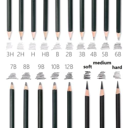 12Pcs Basswood Standard Pencil 4H/3H/2H/H/HB/B/2B/3B/4B/5B/6B/7B/8B/9B/10B/12B Sketch Pencils School Drawing Charcoal Pencil