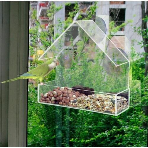 Window bird feeders CLEAR GLASS WINDOW VIEWING BIRD FEEDER HOTEL TABLE SEED PEANUT HANGING SUCTION
