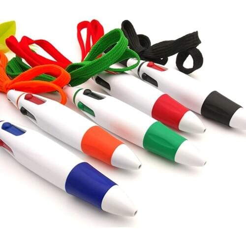 Creative Portable Hanging Neck Ballpoint Pen Plastic Gift Pen Kawaii Children Learning Ball Point Pen Pens For Writing 4 Colour