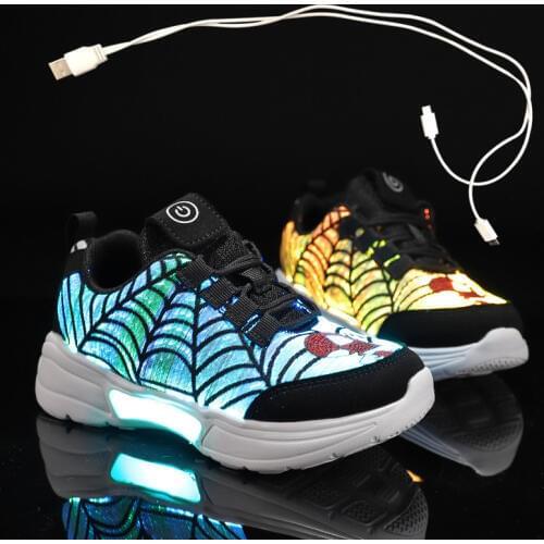 Size 27-38 New Summer autumn Led Fiber Optic Shoes for girls boys men women USB Recharge glowing Sneakers Man light up shoes