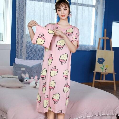 Summer Korean Princess Fresh Sweet Loose Nightgown Short Sleeve Large Pajamas Net Red Dress