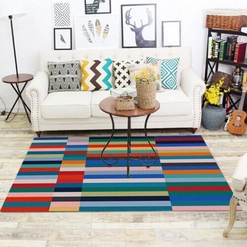 Fashionable Modern Color Multicolor Stripe Bar Bedroom Living Room Short Crystal Velvet Hallway Carpet