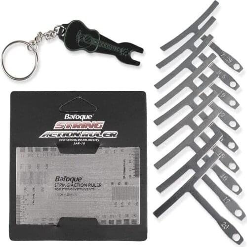 Guitar Luthier Measuring Tools Kit Set String Action Ruler, 9 Understring Radius Gauge, Guitar Bridge Pin Puller Ruler