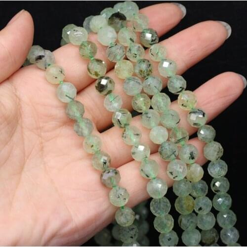 New Style Natural Stone Beads Section Green Rutilated Quartz Loose Bead 8 MM For Jewelry Making DIY Necklace Earrings Accessory