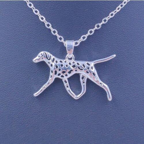 New Cute Dalmatian Necklace Dog Animal Pendant Gold Silver Plated Jewelry For Women Female Girls Kids Ladies AKC N076