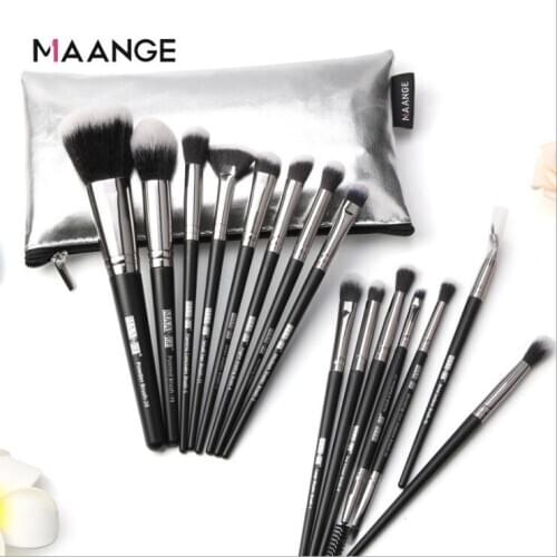 MAANGE New Makeup Brushes 15pcs Professional Makeup Brush Set Classic Black Make Up Foundation Eyebrow Brush Kit Tools