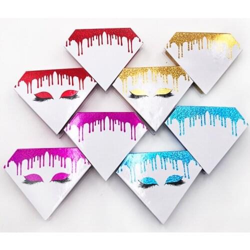 Wholesale eye diamond box for 8mm-25mm dramatic fur mink eyelashes customized logo packaging
