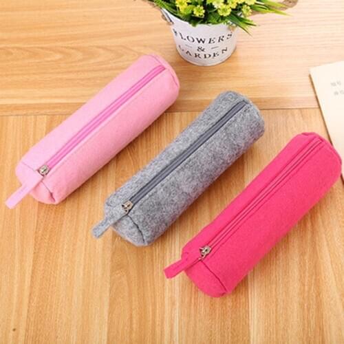 1PC Hot Sale Unisex Zipper Pencil Box Cosmetic Bag Pouch Case Storage Protector Bag Fashion Felt School Supply Stationery Bag