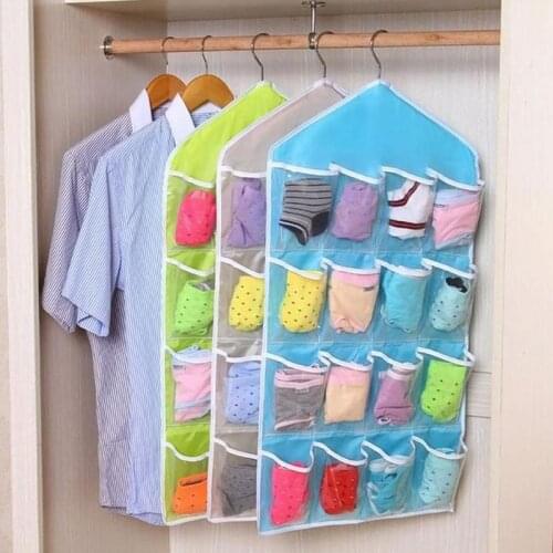 16 Grid Wardrobe Hanging Organizer Underwear Bras Socks Tidy Storage Organizer Storage Ties Shoe Rack Door Bag Saving Space M6O6