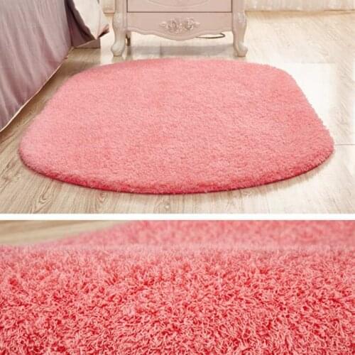 Pink Faux Fur Rug Oval Shape Pattern Carpet For Kids Bedroom Bedbaside fluffy Rug Bathroom Door Mats Shop Window Mat Home Decor