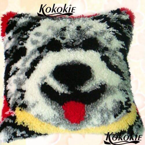 Handmade cross stitch kits latch hook kits diy cushion embroidery needlework sets Crocheting Rug Kits Yarn dog diy pillowcase