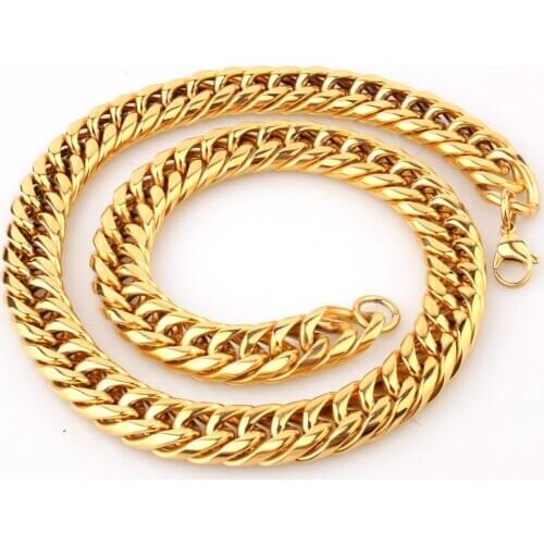 Tiasri 16mm Heavy Stainless Steel Necklace Bracelet For Men Cubas Chain Punk hip Hop Jewelry Link Gift For Male Wholesale