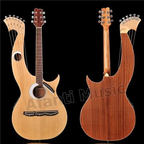 Spruce top / Sapele Back & Sides / Rosewood Fingerboard & Nut Afanti Harp guitar (AHP-1007)