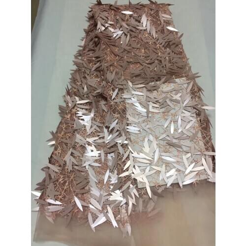 High quality pink African lace fabric sequins french tulle lace fabric 2020 latest arrival hot sale 5 yards for dress CD1819