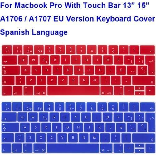 Spain Spanish Keyboard Cover Protector For Macbook Pro with Touch Bar 13 13.3 15 A1706 A1989 A1707 A1990 EU Layout TouchBar 15.4