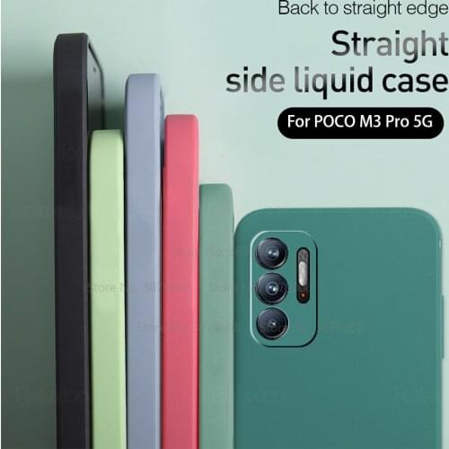 Liquid Silicone Square Cover Cases For Xiaomi Poco M3 Pro Pocom3 Poko Pocophone M 3 M3pro 5G Camera Protect Shockproof Coques