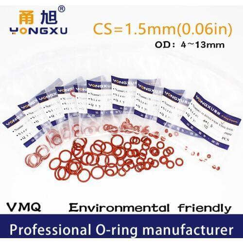 30PCS/lot Silicon O-ring Silicone/VMQ CS1.5mm Thickness OD4/5/6/7/8/9/10/11/12/13*1.5mm O Ring Seal Rubber Gasket Rings Washer