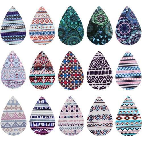 10PCS/lot Ethnic Style Vintage Double Pattern Leather Sheets Handmade DIY Earrings Jewelry Material Accessories