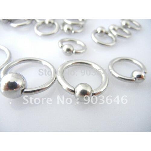 100PCS Stainless Steel Ear Studs Lip Ring Eyebrow Free Shippment Body Jewelry BCR 16g 14g 12g 10g mix
