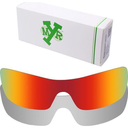 2 Pieces Mryok Anti-Scratch POLARIZED Replacement Lenses for-Oakley Batwolf Sunglasses Lens Silver Titanium & Fire Red