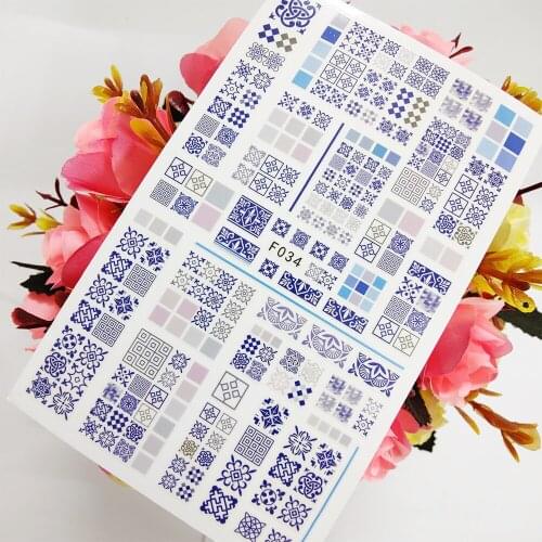 3D Nail Sticker Sliders Foil Design Geometric Square Snowflake Window Grilles Nail Art Decoraciones Manicure Accesorios Tips