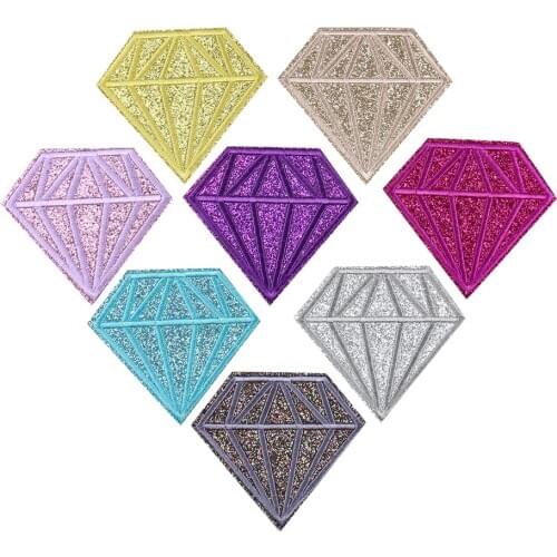 5PCS 8 Colors Diamond Patch Sequin Applique for Clothes Embroidery Patches Iron on Fabric Badge DIY Apparel Sewing Supplies