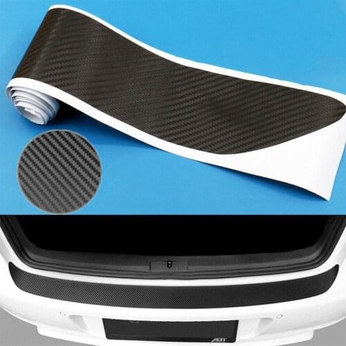 90cm 4D Carbon Fiber Car Rear Bumper Trunk Scuff Protective Edge Decal Strip Sill Sticker Guard Anti-Scratch Cover Trim