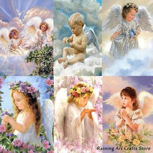 New 5D Diy Diamond Painting Full Drill Angel Portrait Mosaic Pictures Rhinestone Embroidery Girl Cross Stitch Kits Home Decor