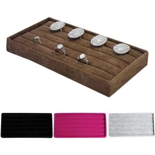 Velvet Jewelry Ring Earring Display Box Tray Holder Storage Showcase Organizer