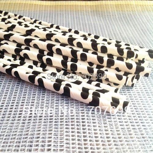 Free DHL Shipping $100 Above Cow Stripe Paper Straws, Drinking Paper Straws For Birthday Party, Wedding Decorations 100pcs